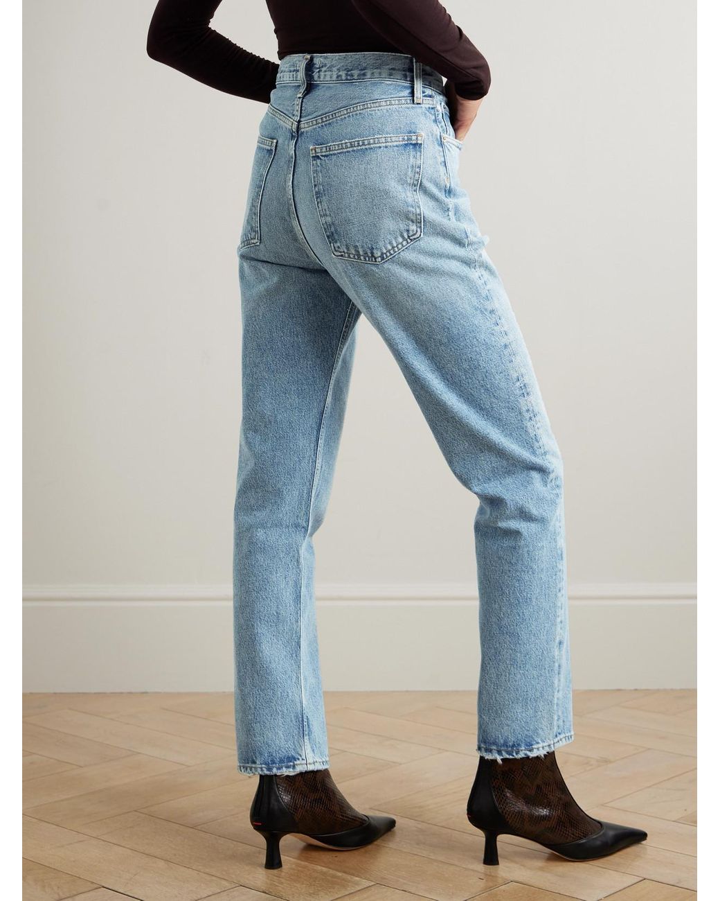 Agolde Blue 90's Pinch Waist High-Rise Straight-Leg Jeans