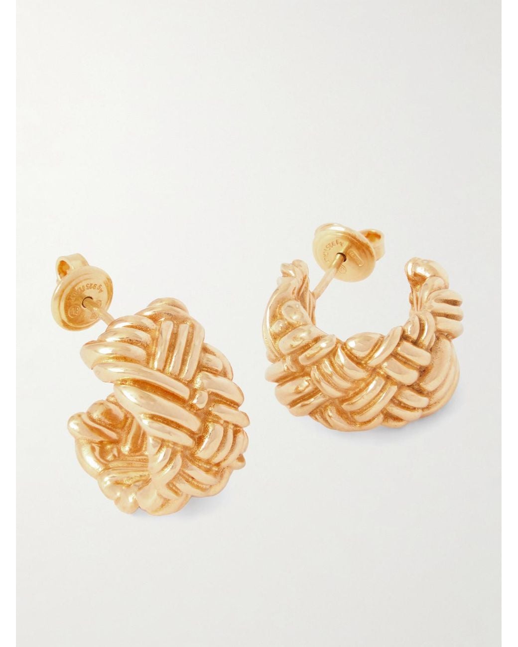 Bottega Veneta Metallic Intrecciato-Plated Earrings