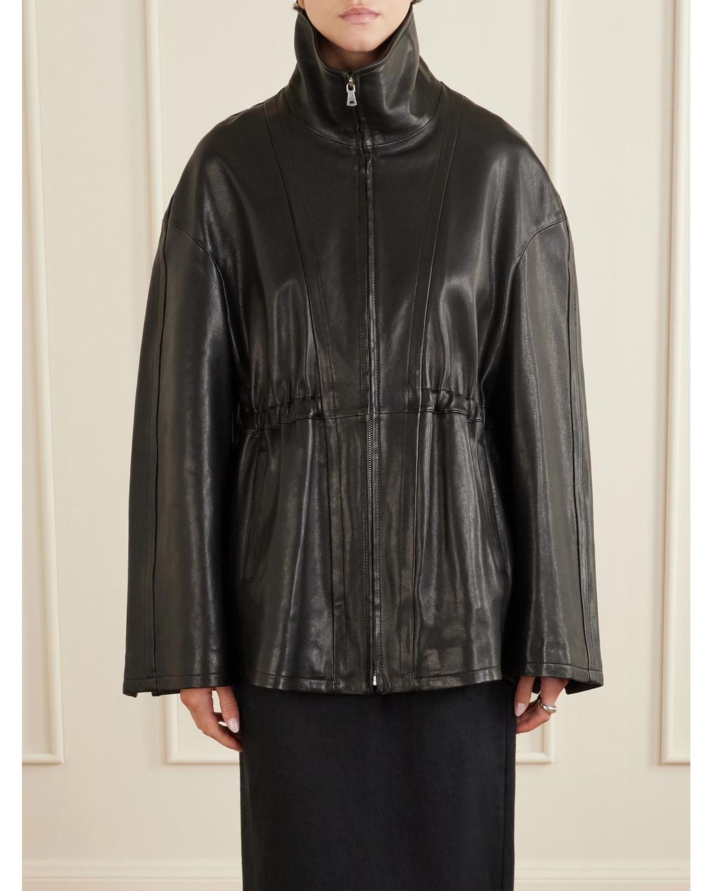 Nour Hammour Black Passage Leather Jacket