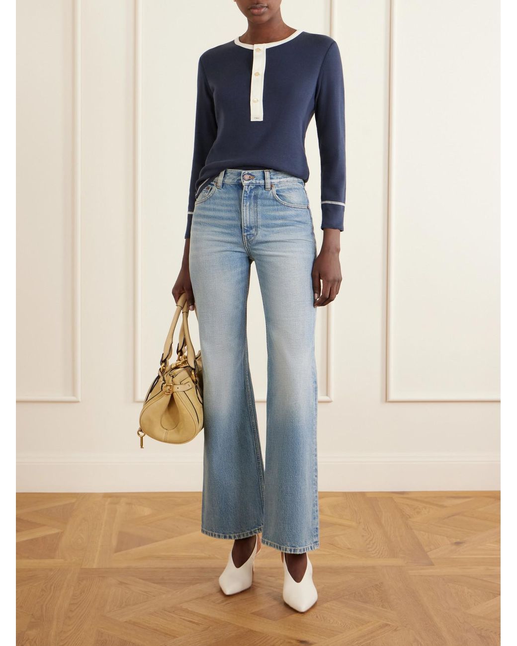 Chloé Blue Ribbed Cotton-Jersey Shirt