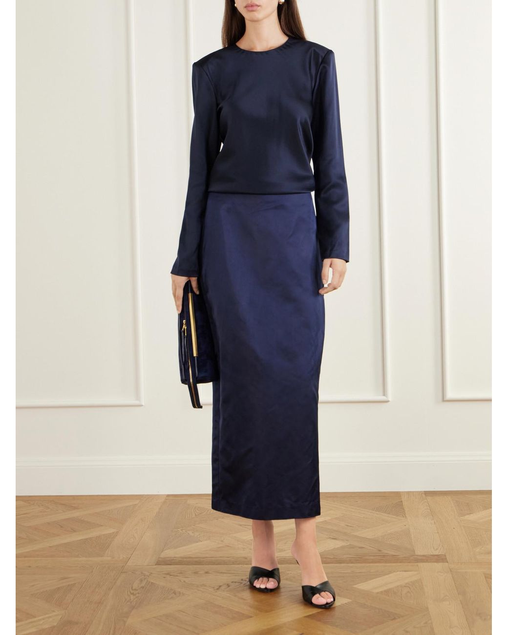 Heirlome Blue Ruth Silk-Satin Blouse