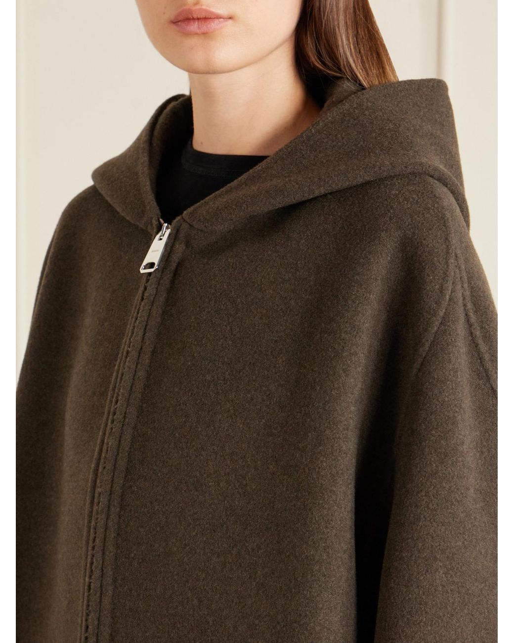 Khaite Brown Dolem Hooded Wool Zip-Up Jacket