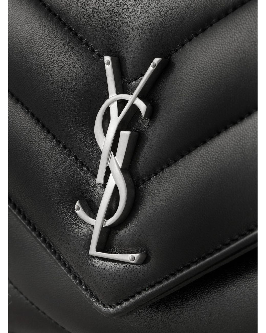 Saint Laurent Black Loulou Small Matelassé Leather Shoulder Bag