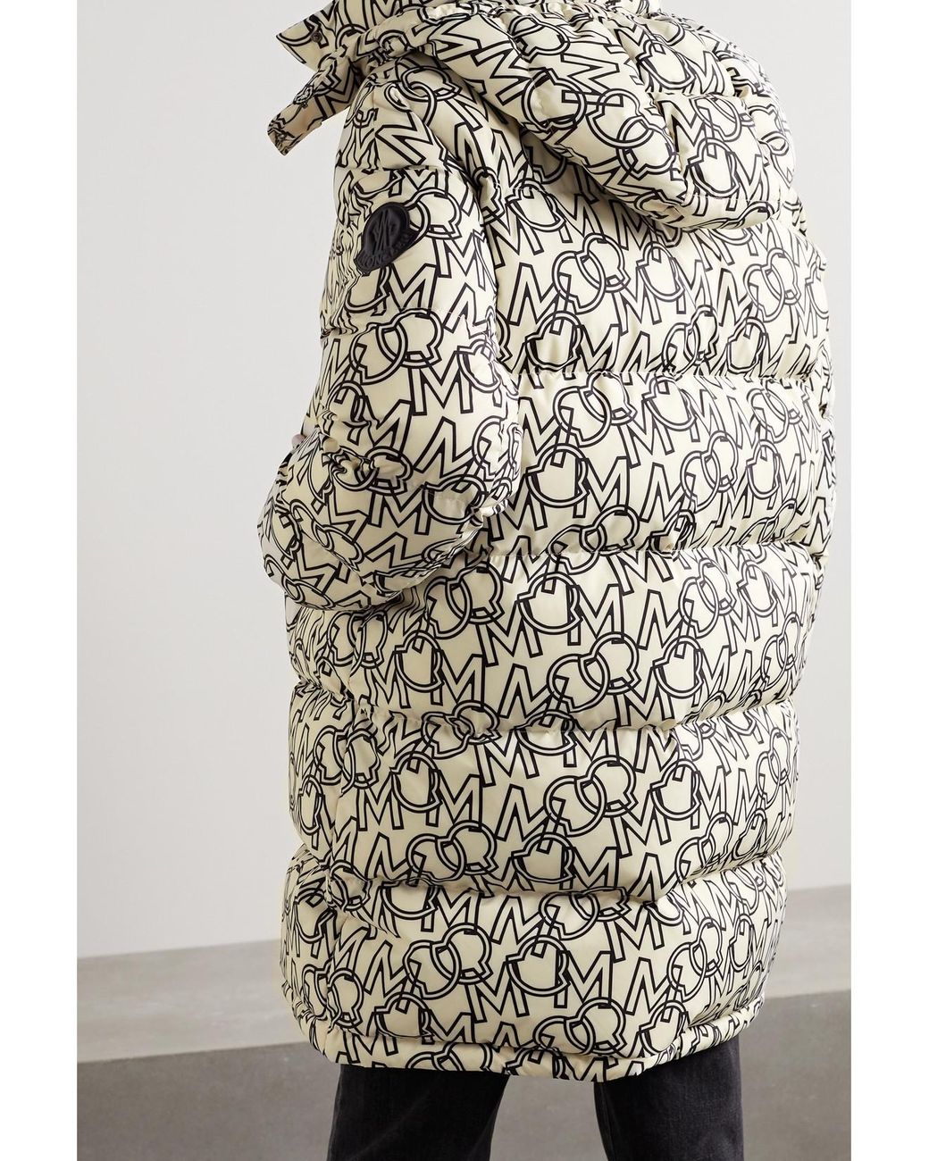 Moncler White Gaou Hooded Printed Quilted Shell Down Coat