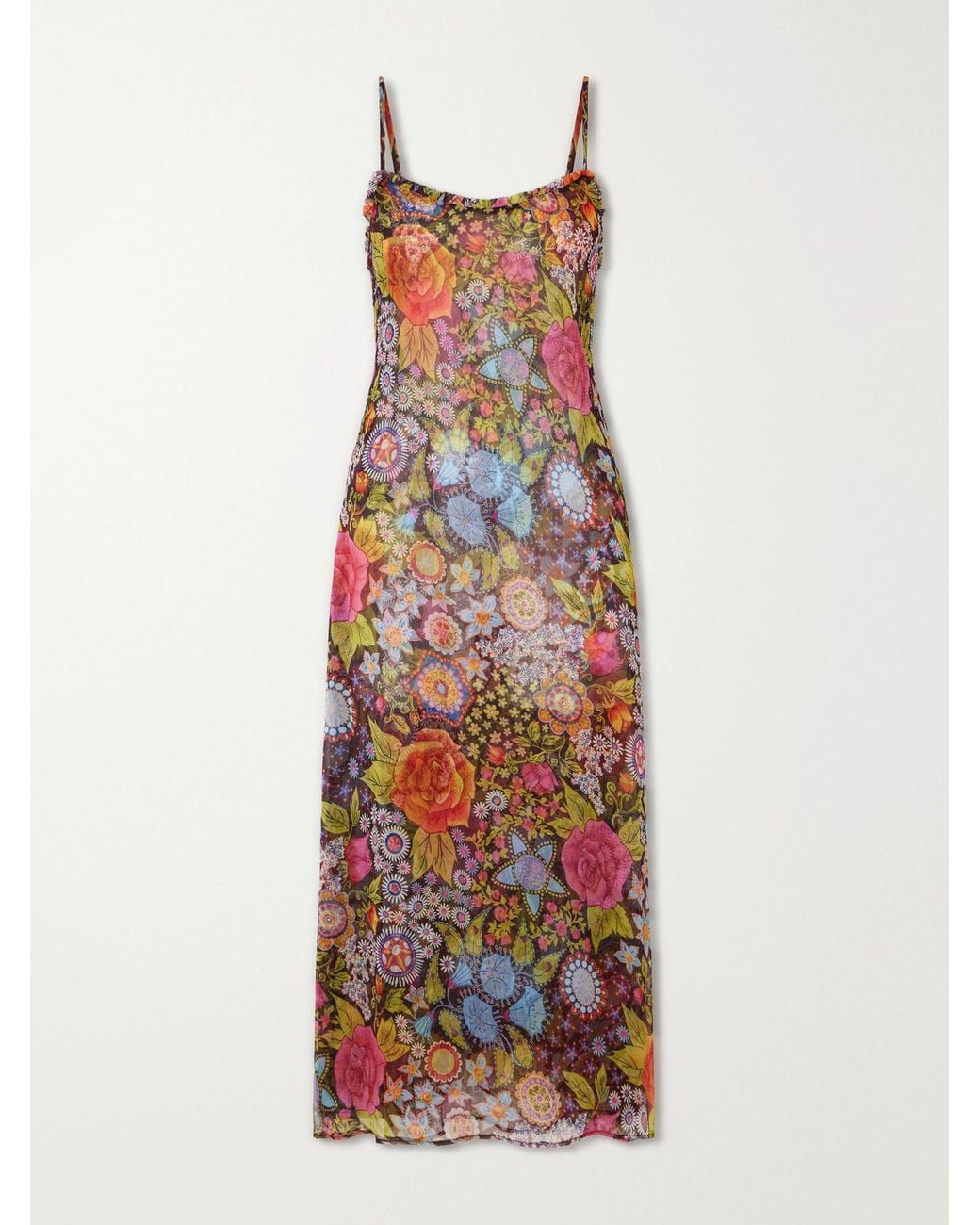 Alix Of Bohemia White Athens Bloom Mirage Floral-Print Crepon Midi Dress
