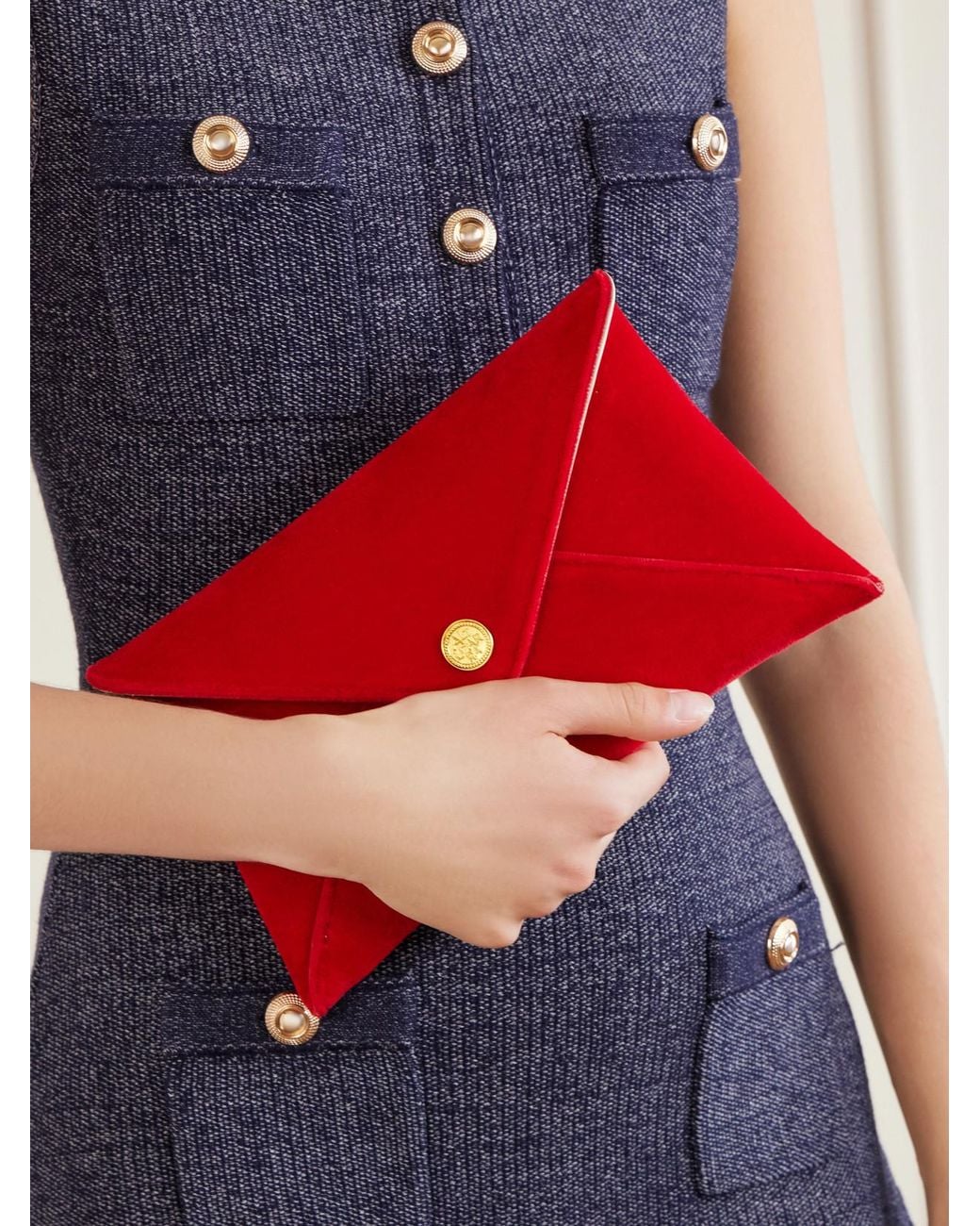 Altuzarra Red Envelope Velvet Clutch