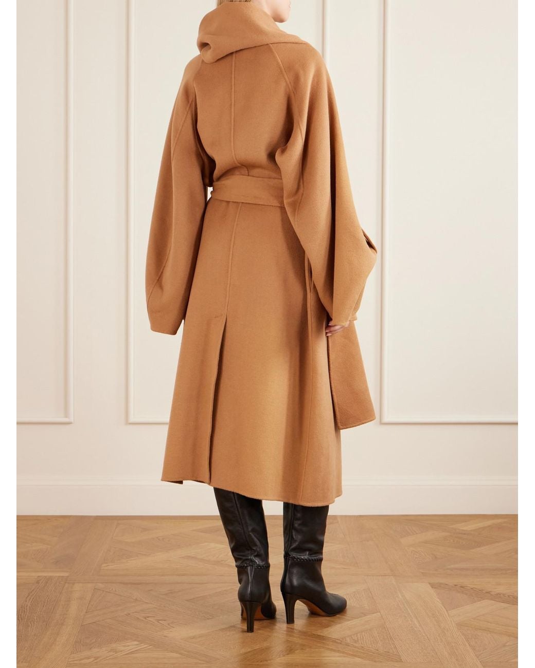Zimmermann Brown Valiant Belted Scarf-Detailed Wool-Blend Coat