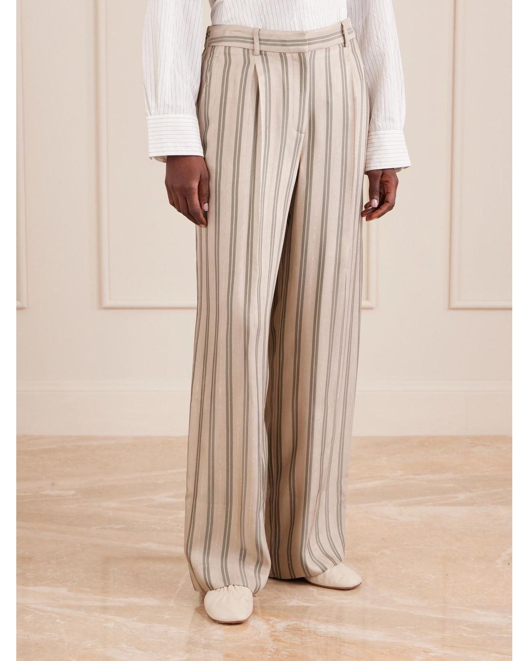 Twp White Hudson St Striped Wide-Leg Pants