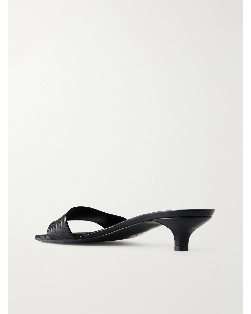 Totême Black Lizard-Effect Leather Sandals