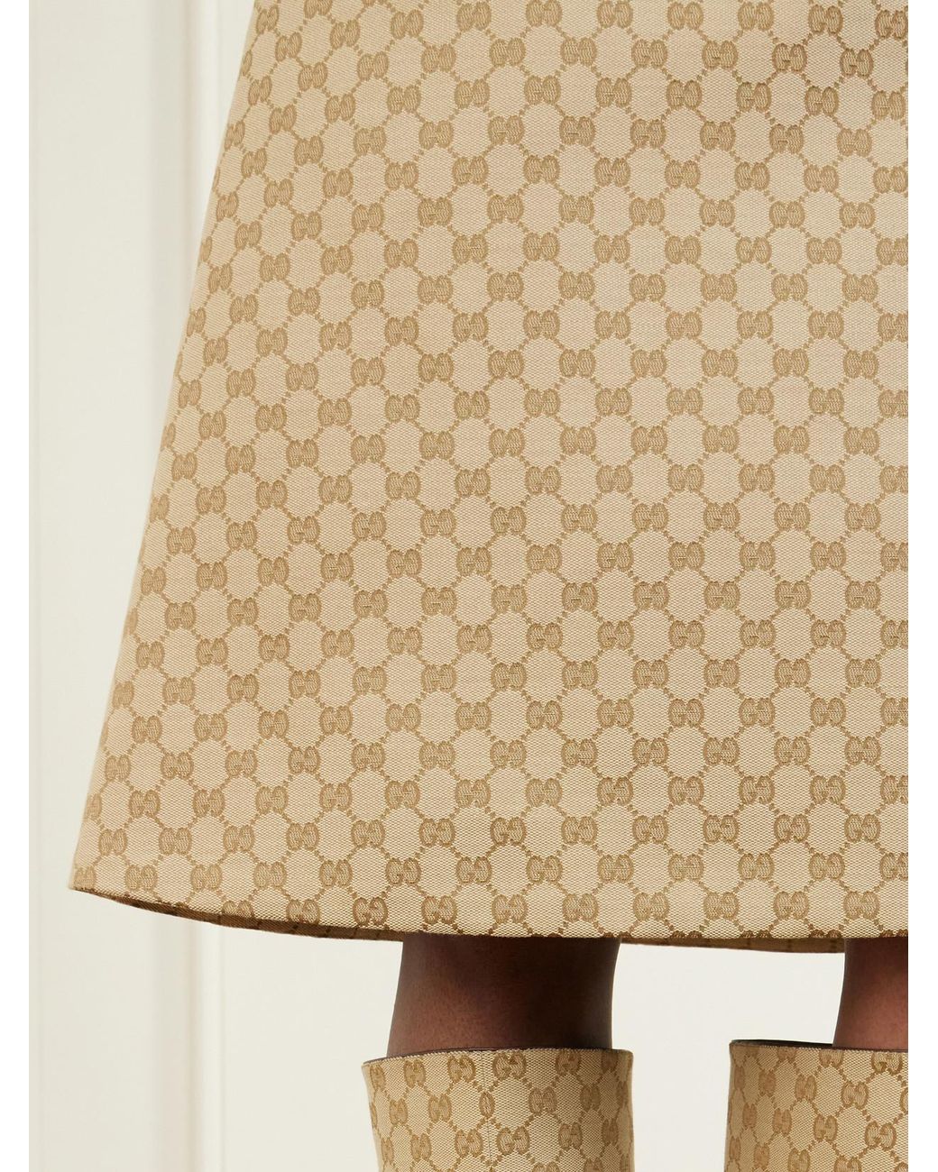 Gucci Natural Canvas-Jacquard Skirt