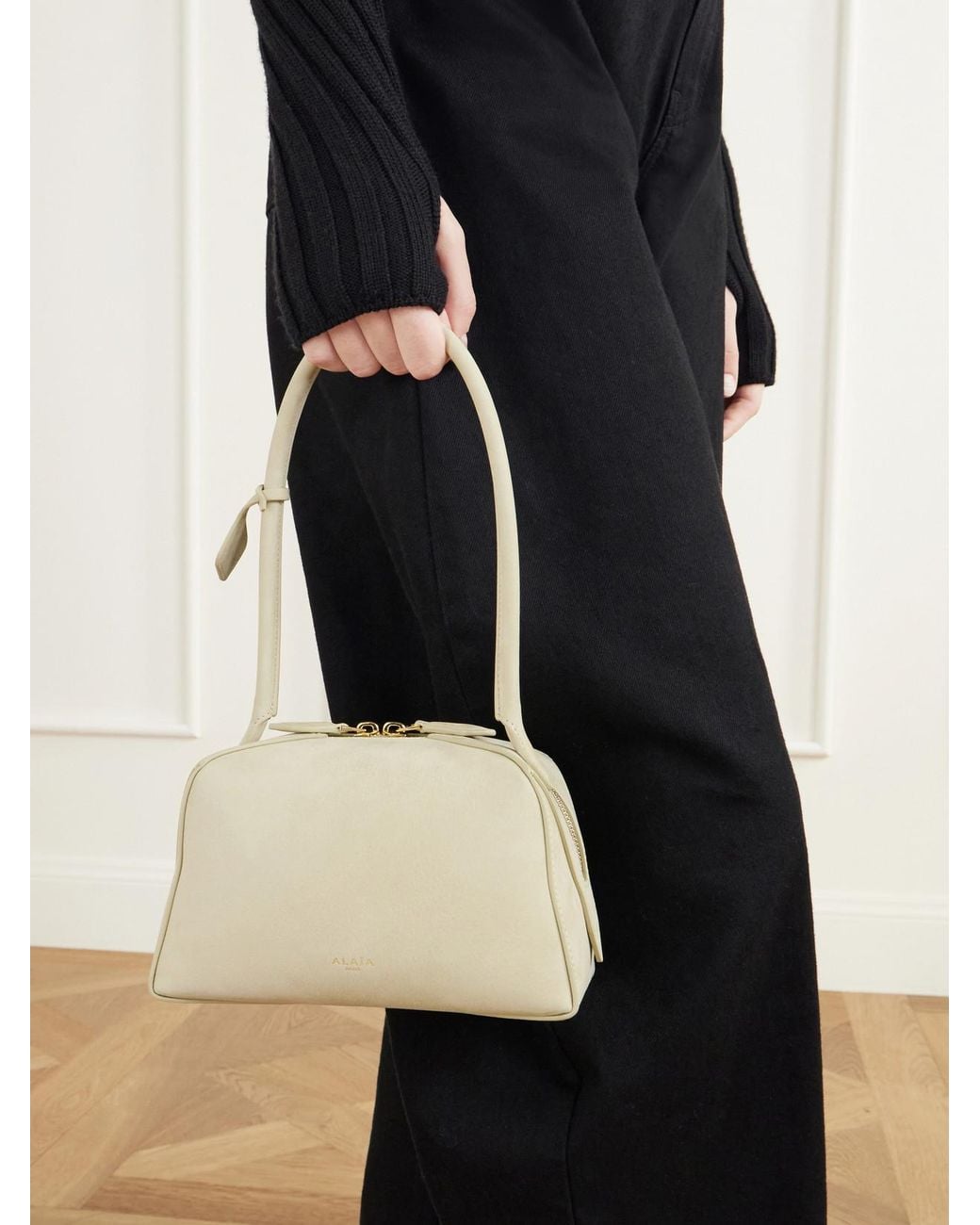 Alaïa Natural Le Bouledogue Mini Nubuck Shoulder Bag