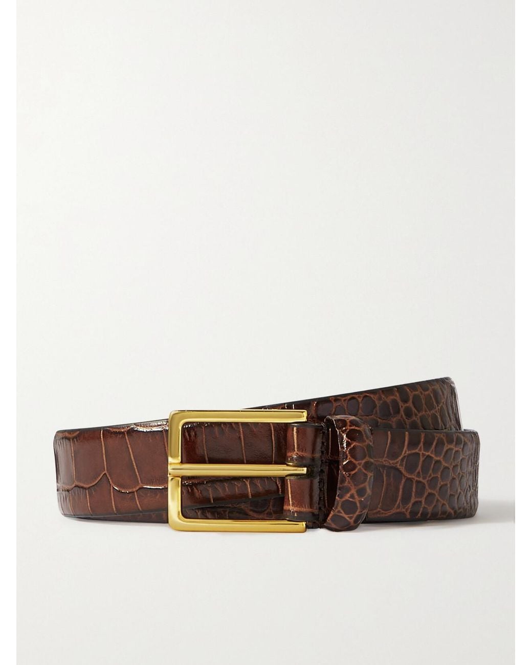 Andersons Brown Croc-Effect Leather Belt
