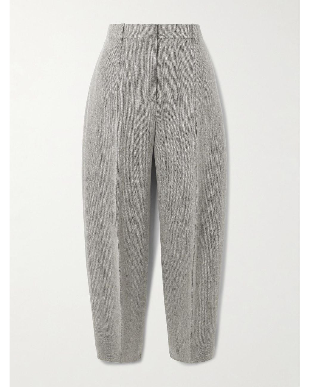 Loro Piana Gray Dan Cropped Linen, Wool And Cashmere-Blend Tapered Pants