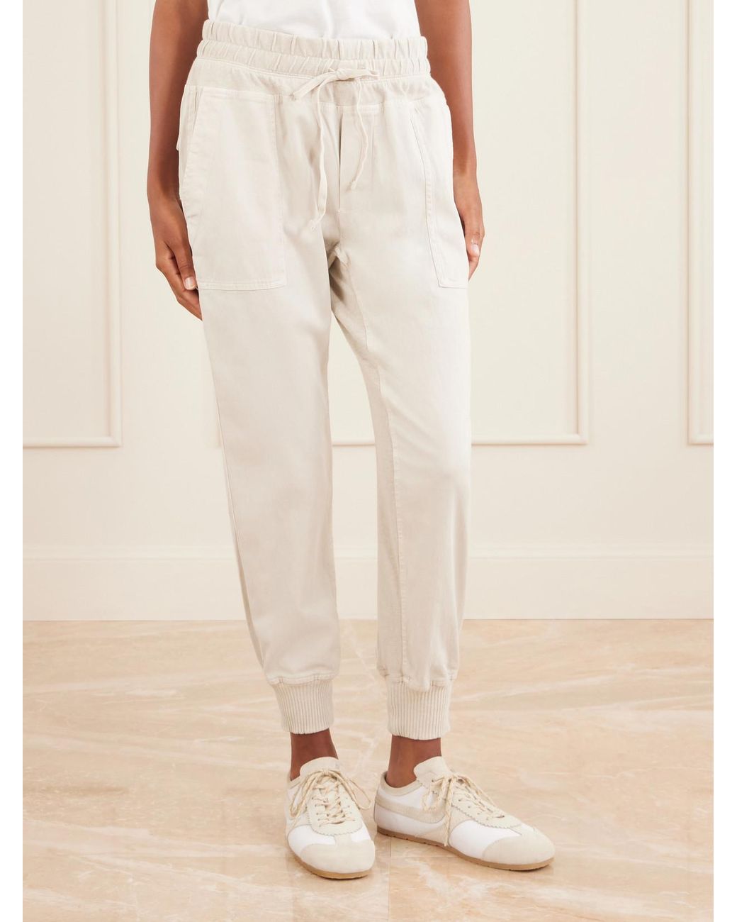 James Perse White Cotton Tapered Pants