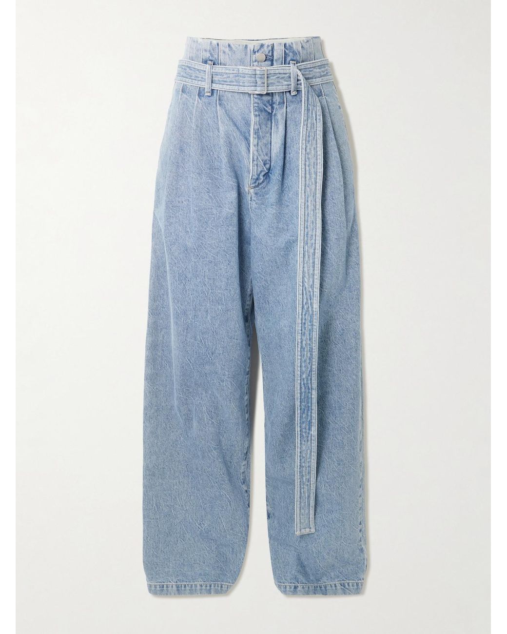 Agolde Blue Maria Mcmanus Corset Wide Leg Belted Pintucked High-Rise Jeans