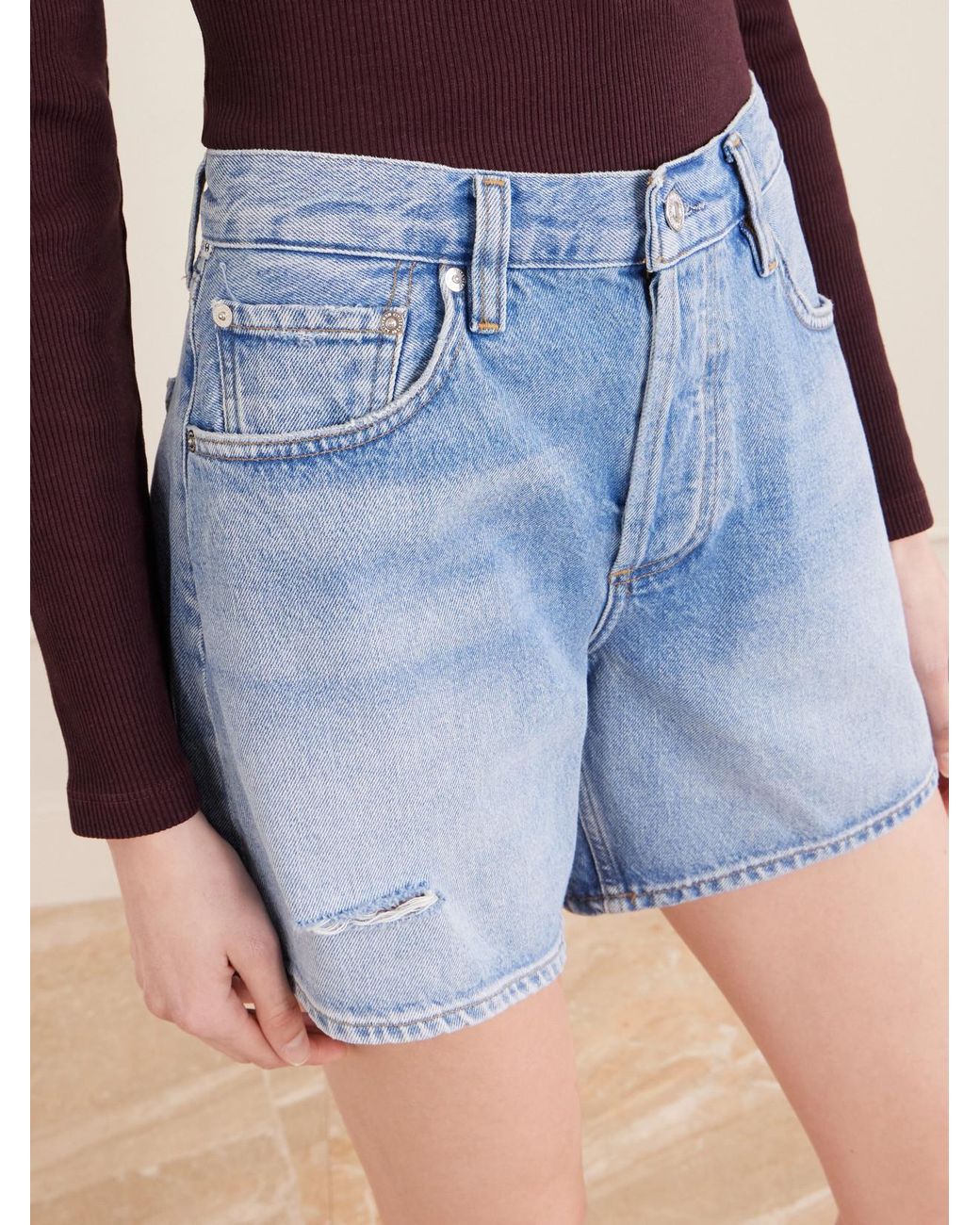 Citizens of Humanity Blue Billie Distressed Organic Denim Shorts