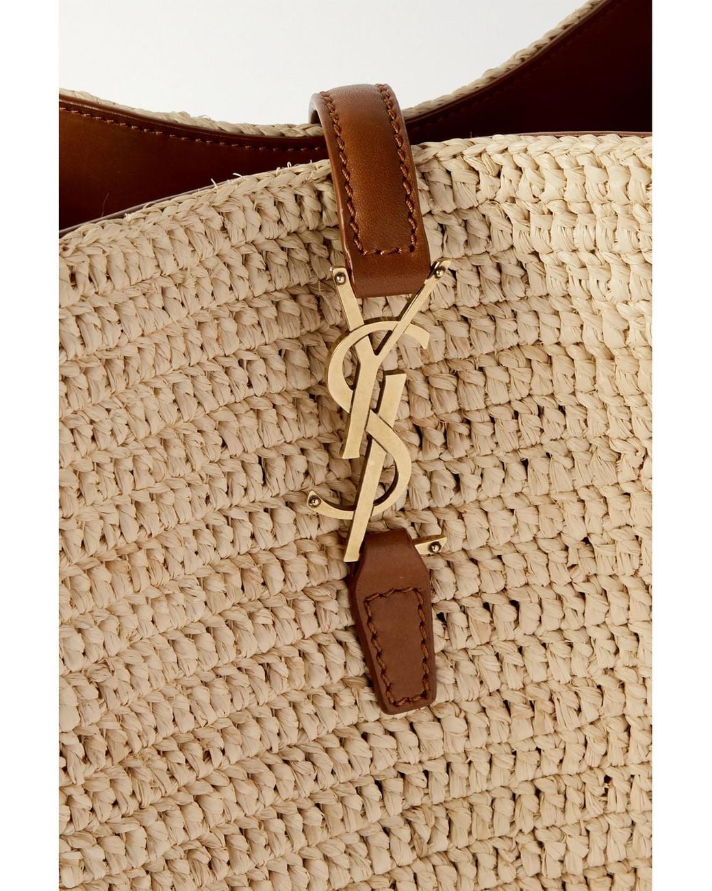 Saint Laurent Natural Le 37 Leather-Trimmed Raffia Bucket Bag