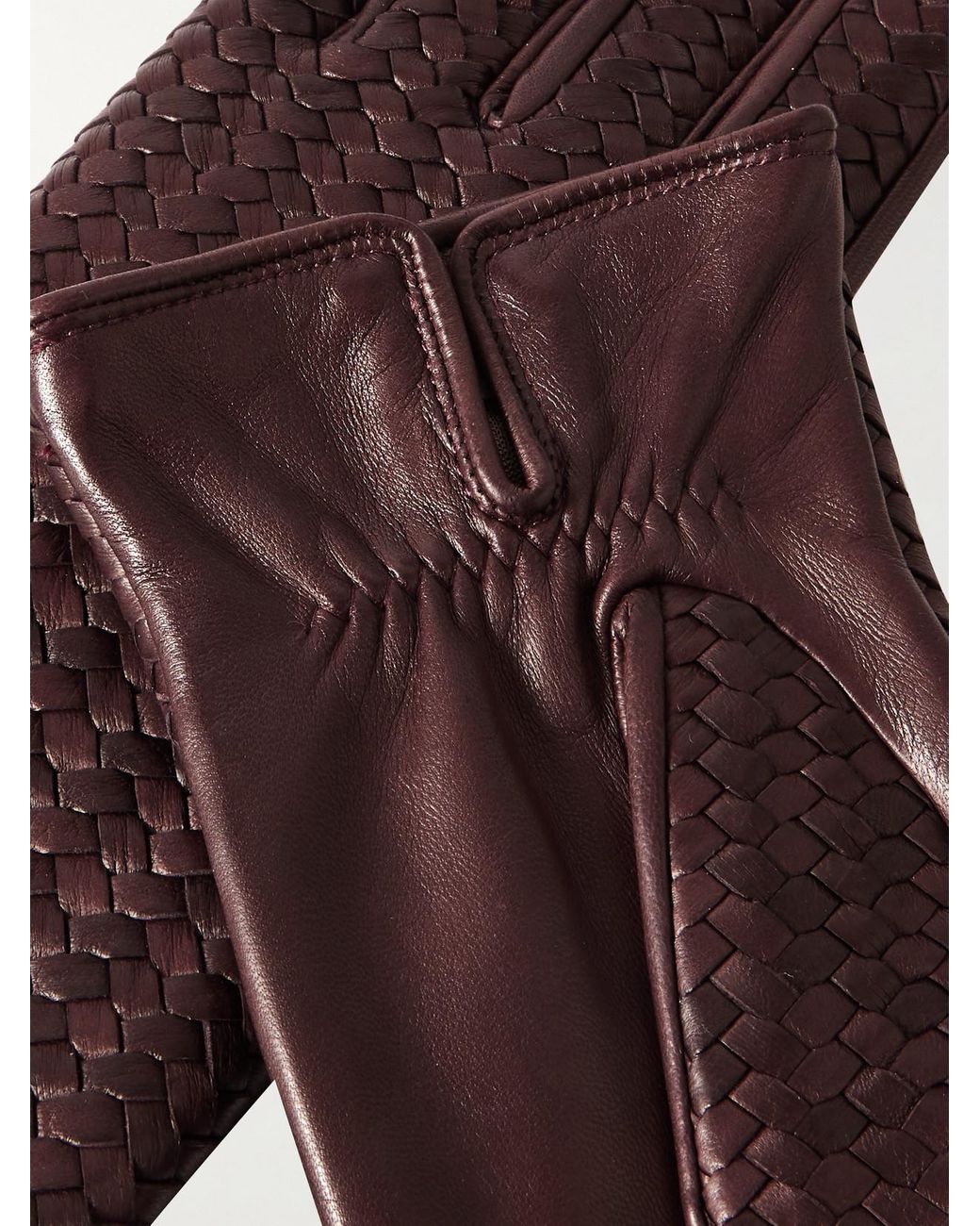 Agnelle Purple Stanilas Woven Leather Gloves