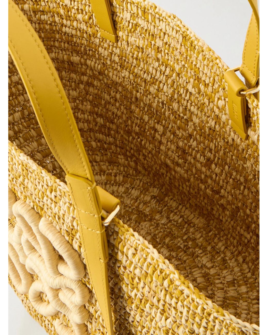 Loewe Metallic Paula's Ibiza Eclipse Basket Medium Leather-Trimmed Raffia Tote