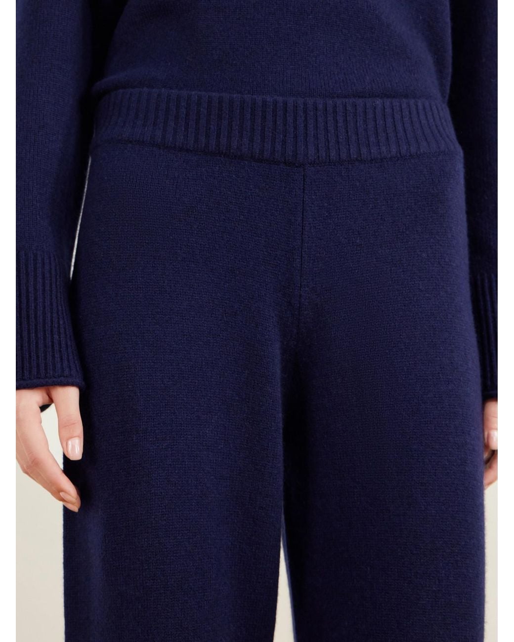 James Perse Blue Cashmere Wide-Leg Pants