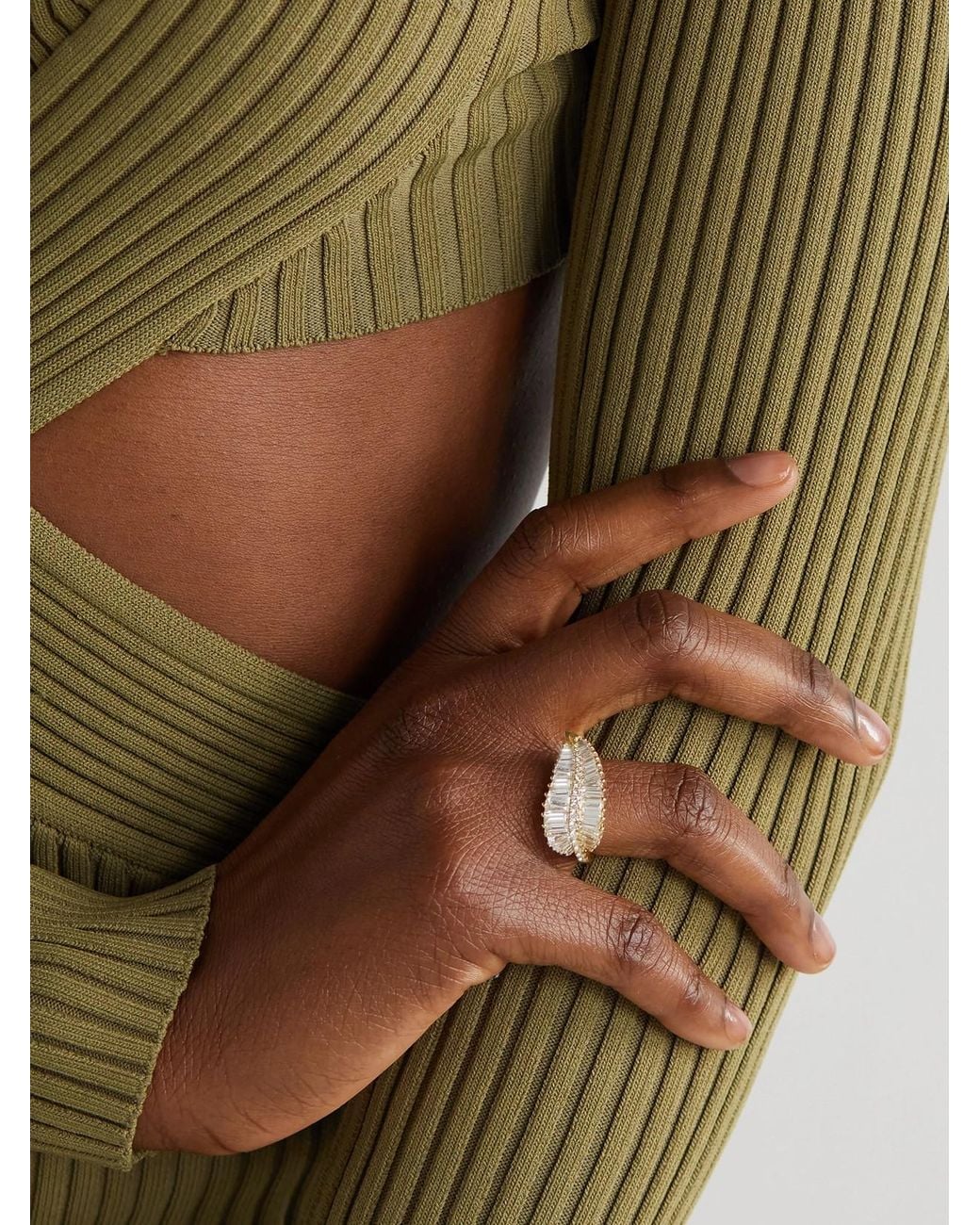 Anita Ko Natural Palm Leaf 18-Karat Diamond Ring