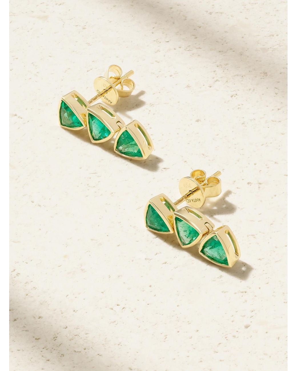 Anita Ko Metallic 18-Karat Emerald Earrings