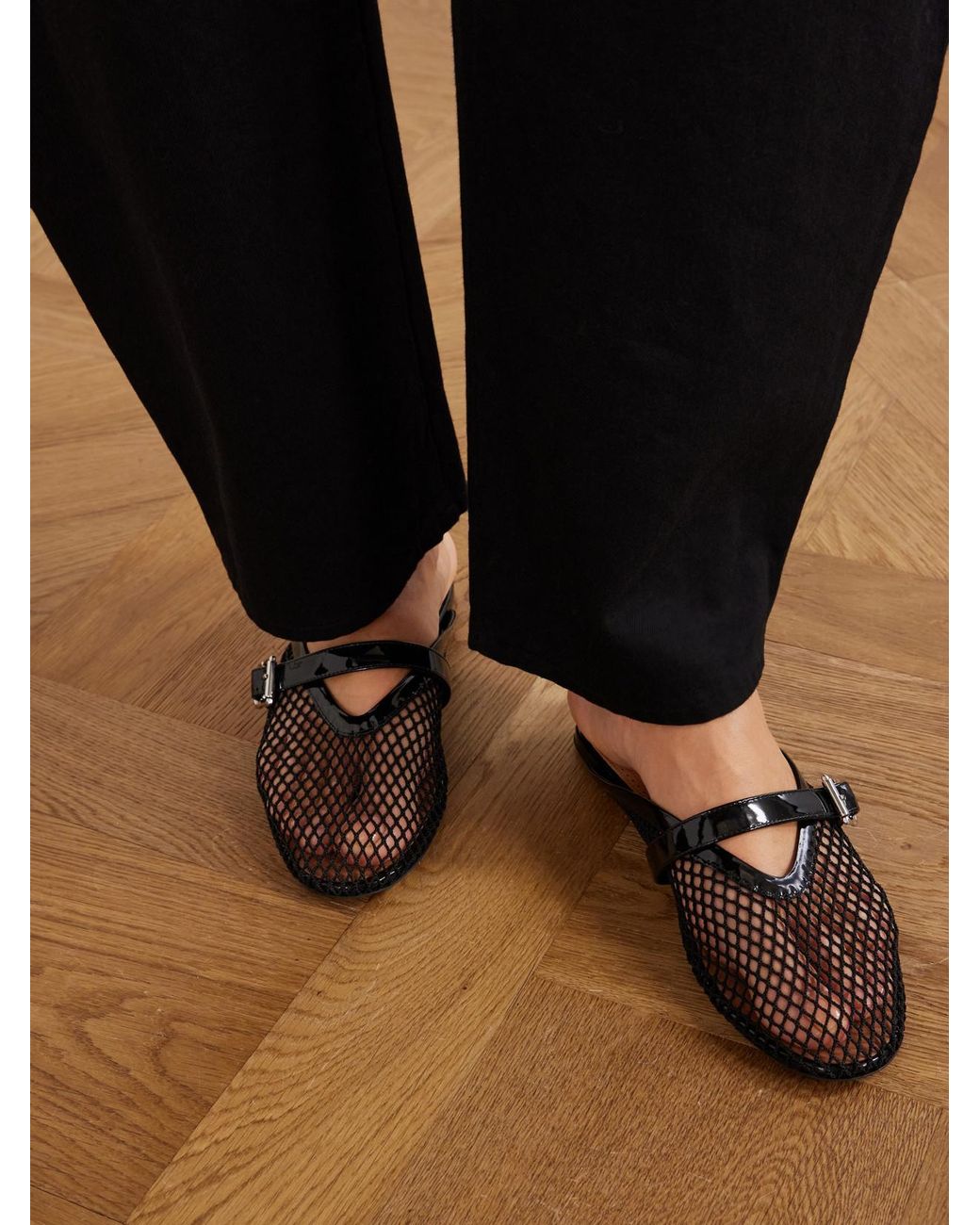 Alaïa White Fishnet Flat Mules