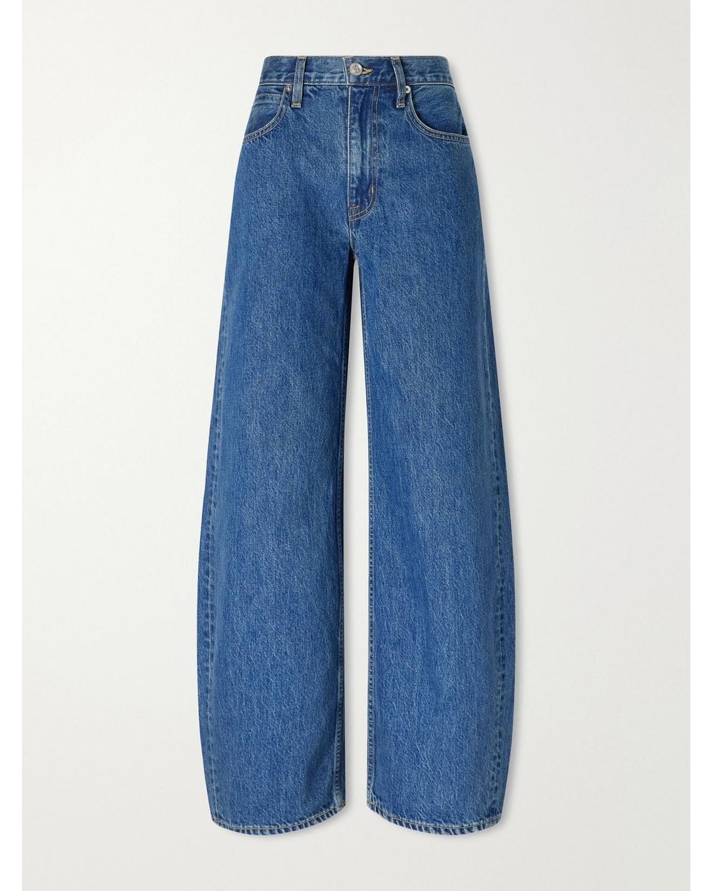 SLVRLAKE Denim Blue Estelle Wide Leg High-Rise Barrel-Leg Jeans