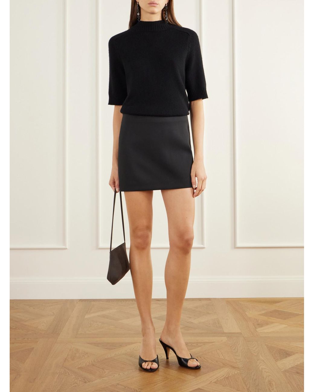 Almala Black Cille Darted Twill Mini Skirt