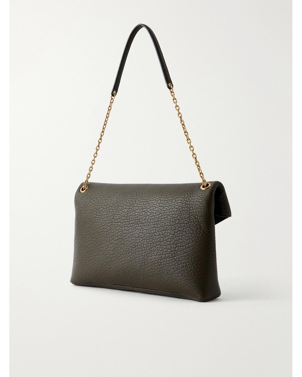 Saint Laurent Natural Cassandre Textured-Leather Shoulder Bag