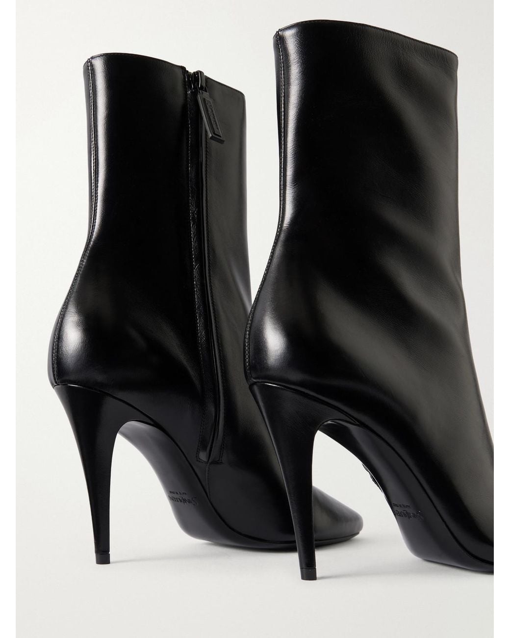 Saint Laurent Black Capucine 95 Leather Ankle Boots