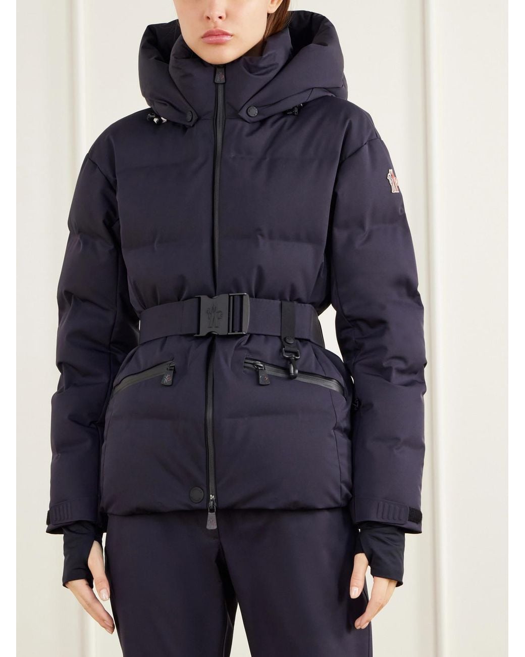 Moncler Blue Tolima Hooded Belted Stretch-Shell Down Ski Jacket