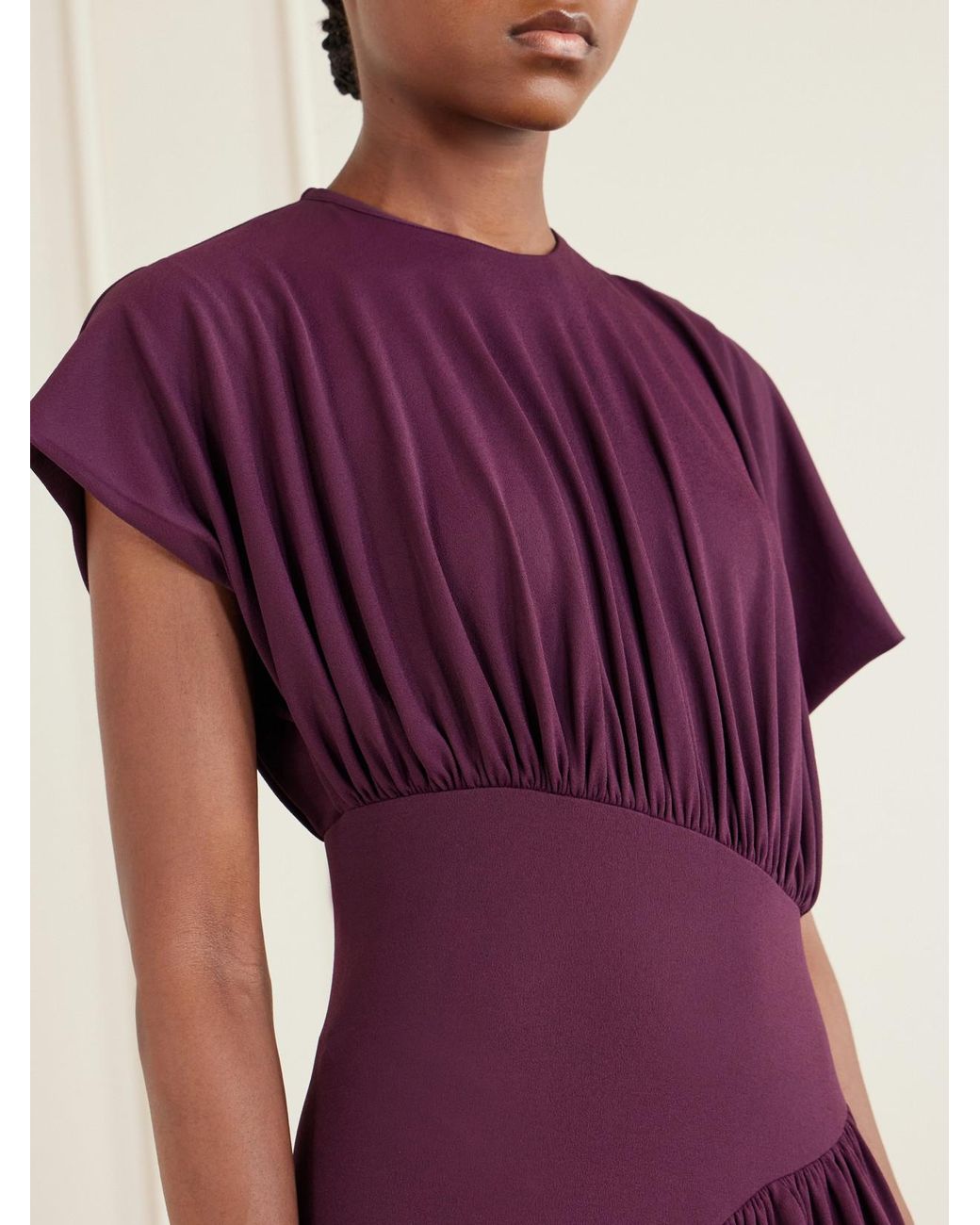 Rabanne Purple Draped Stretch-Jersey Maxi Dress