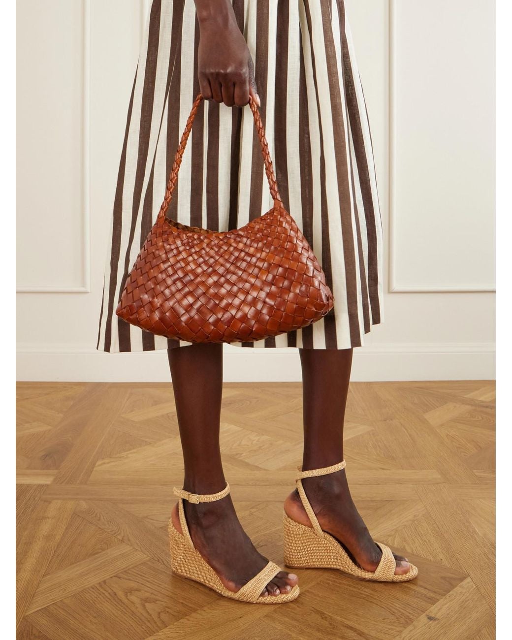 Dragon Diffusion Brown Rosanna Mini Woven Leather Shoulder Bag