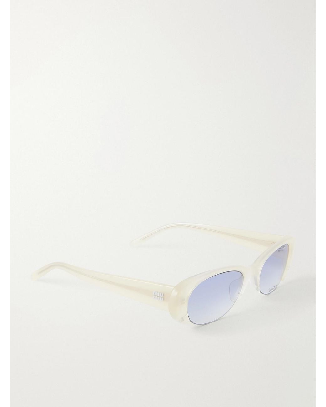 Miu Miu White Round-Frame Acetate Sunglasses