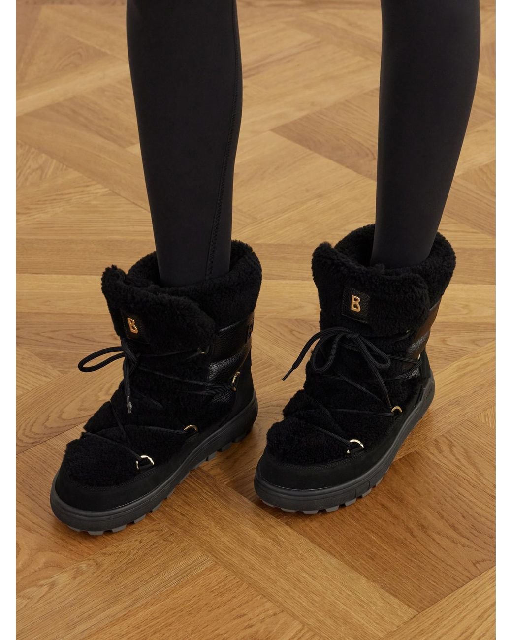 Bogner Black Chamonix S 10 C Leather And Suede-Trimmed Shearling Snow Boots