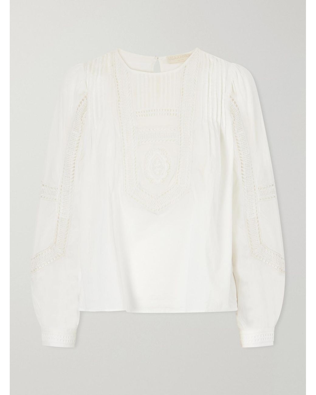 Ulla Johnson White Marlowe Broderie Anglaise Cotton Blouse