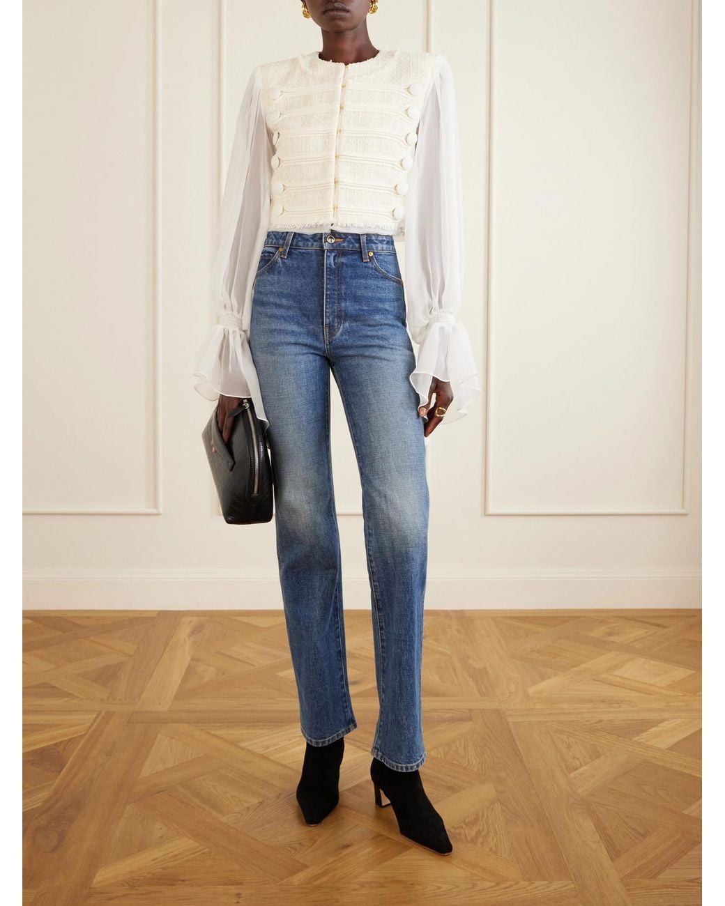 Balmain White Brandebourg Tweed Blouse