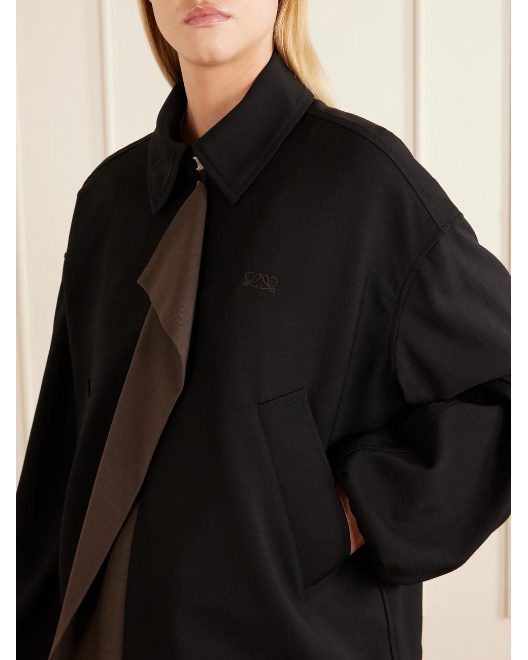 Loewe Black Logo-Embroidered Twill-Trimmed Shell Jacket