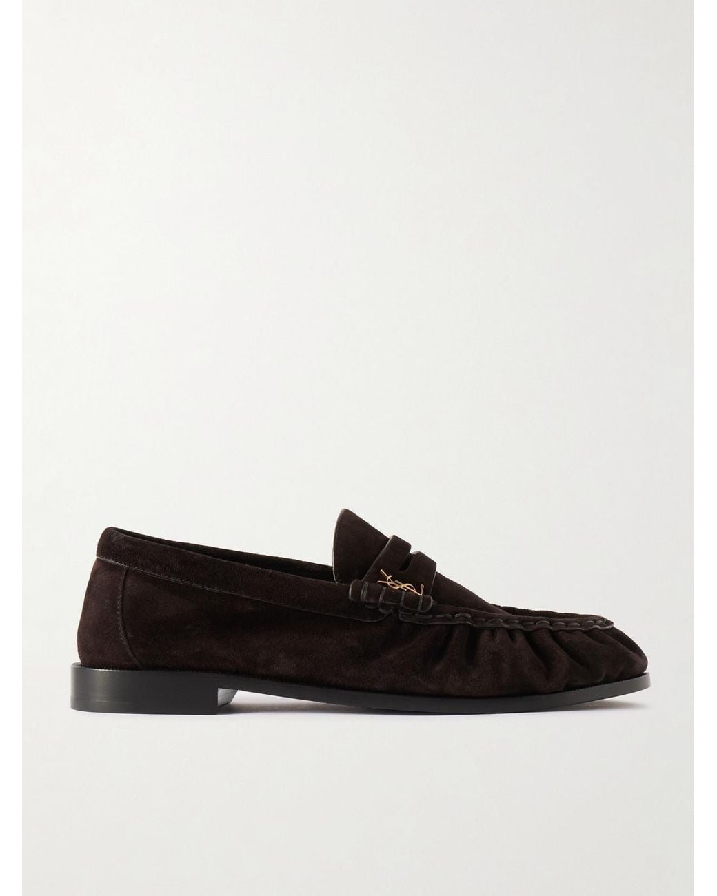 Saint Laurent Black Le Loafer Cassandre-Embellished Suede Loafers