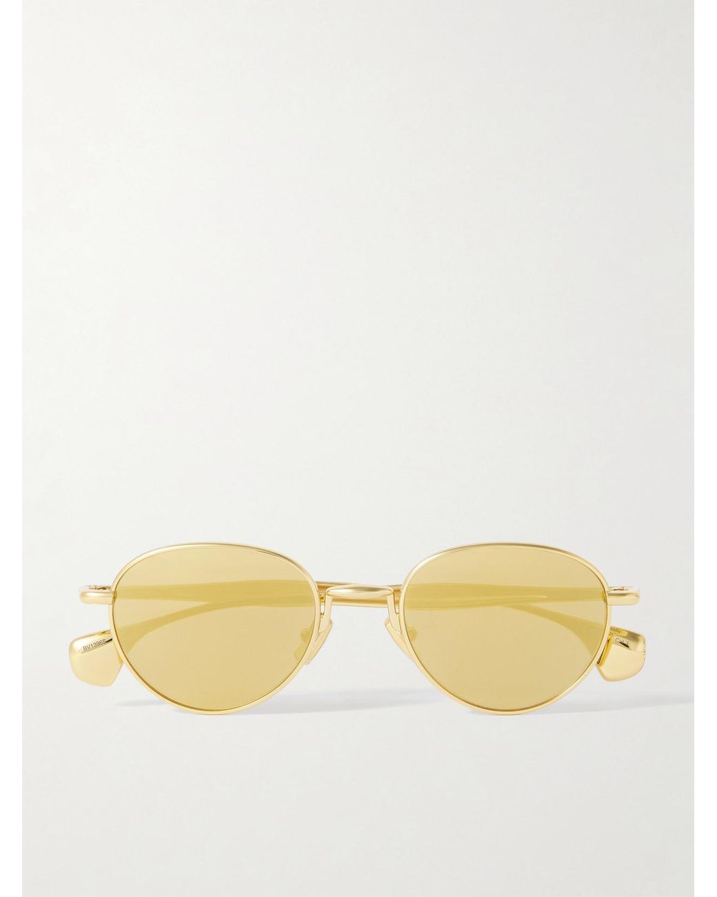 Bottega Veneta Yellow Round-Frame-Tone Sunglasses