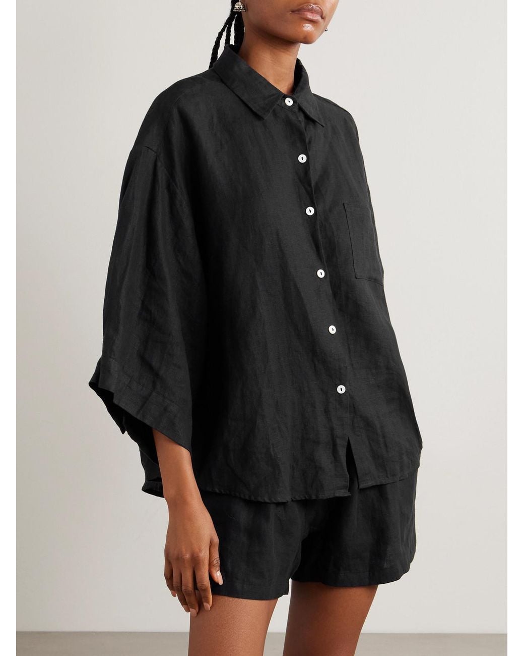 Deiji Studios Black 03 Linen Shirt And Shorts Set