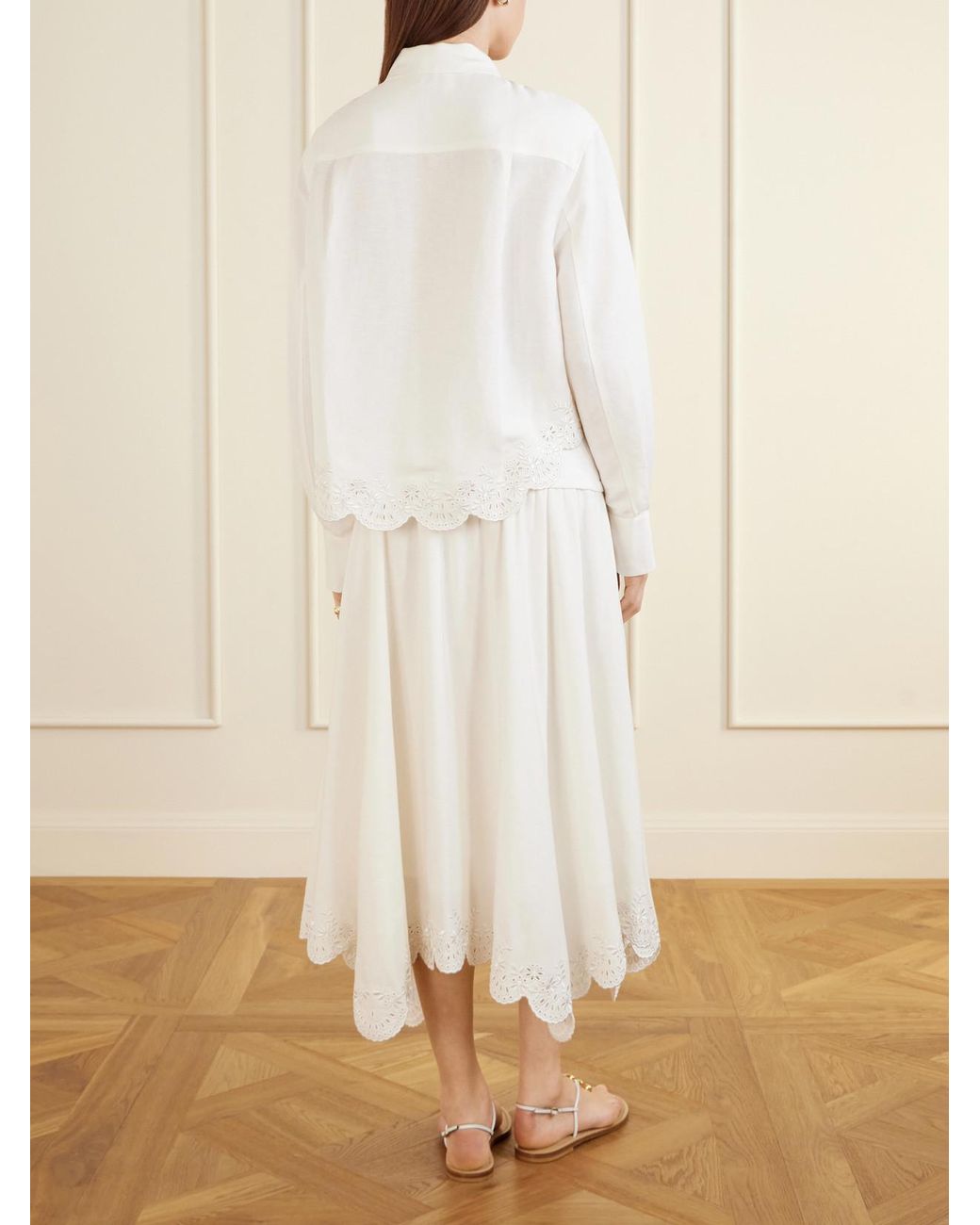 Jonathan Simkhai White Ames Cropped Broderie Anglaise Linen-Blend Shirt