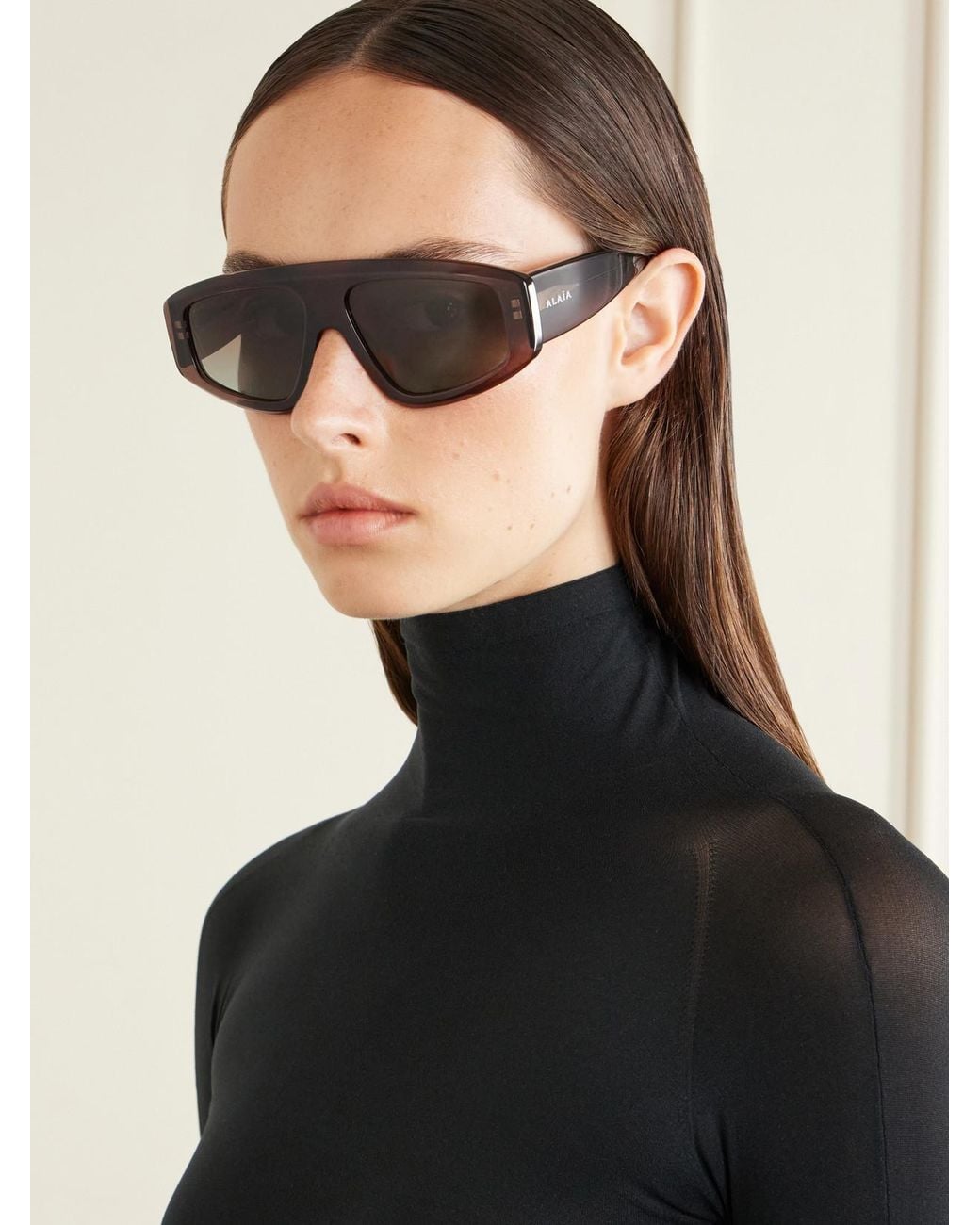 Alaïa Brown Mask D-Frame Recycled-Acetate Sunglasses