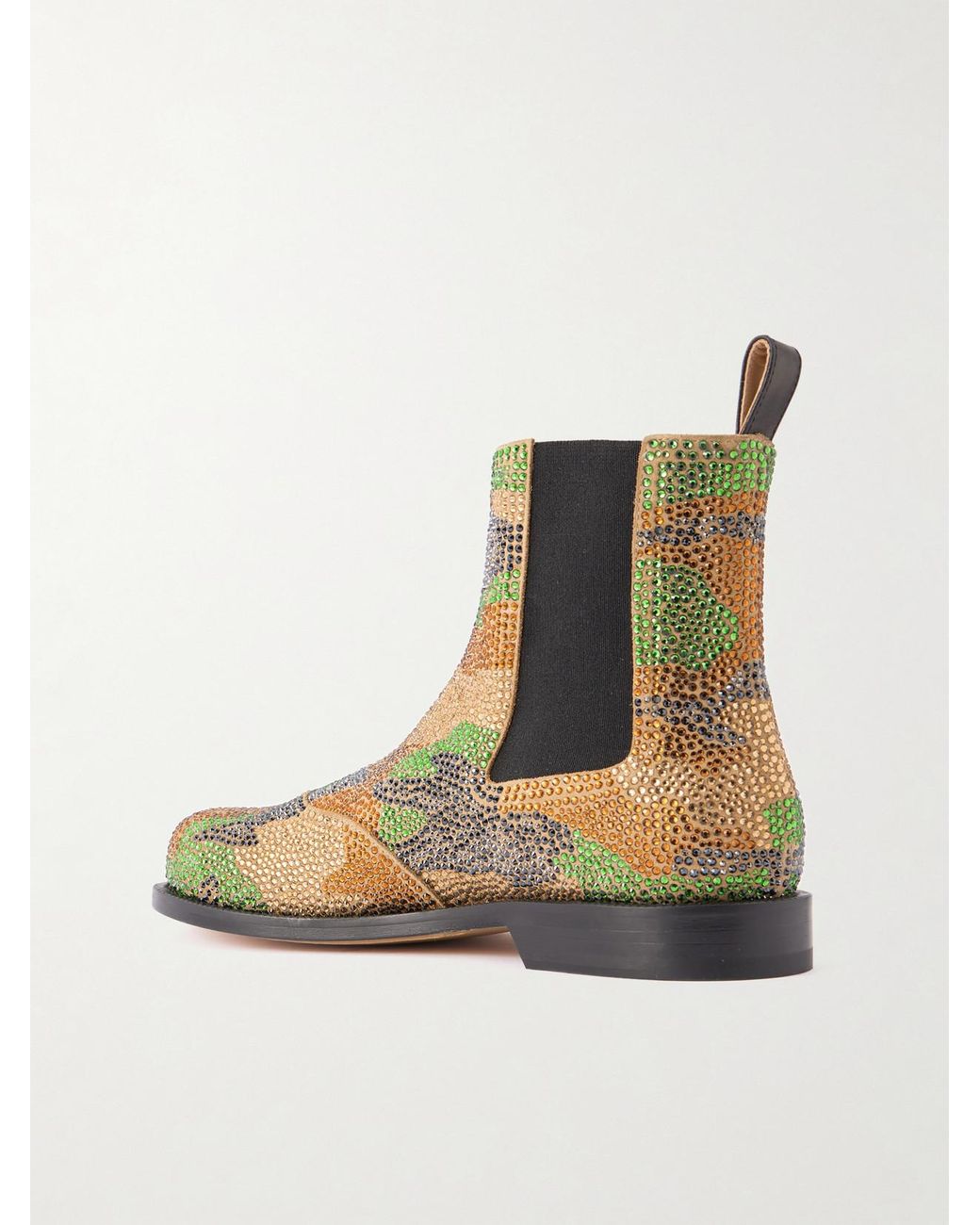 J.W. Anderson Green Crystal-Embellished Suede Chelsea Boots