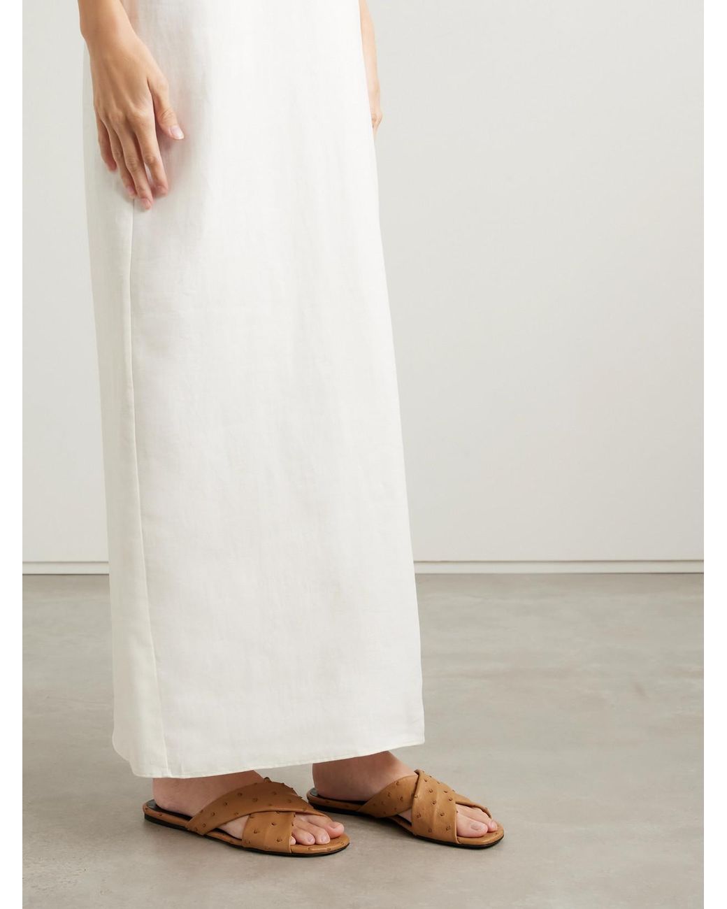 Khaite Brown Liria Ostrich Sandals