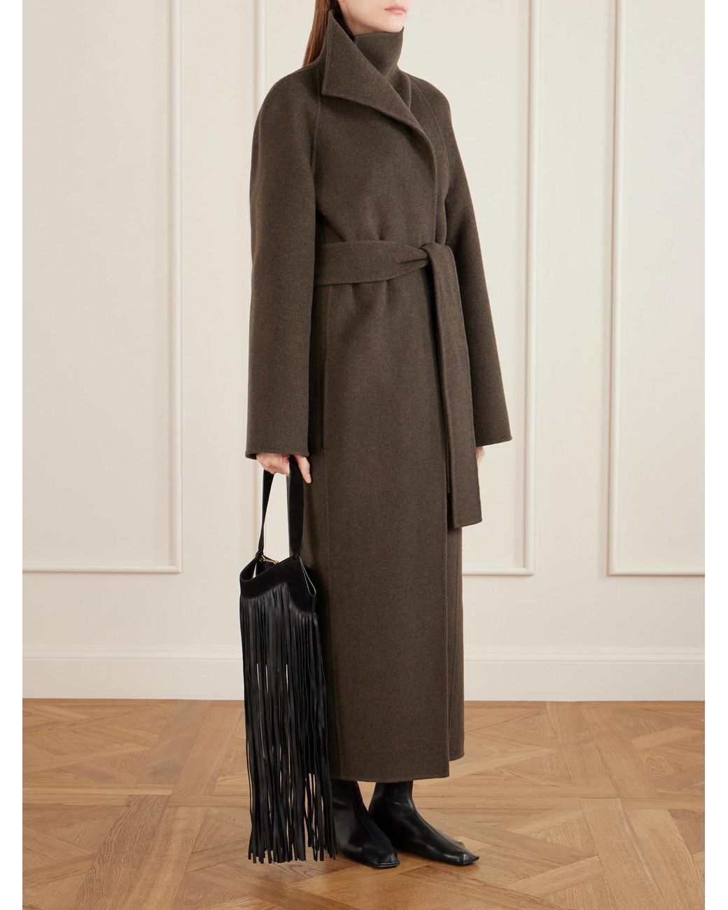 Khaite Green Romare Belted Wool Long Coat