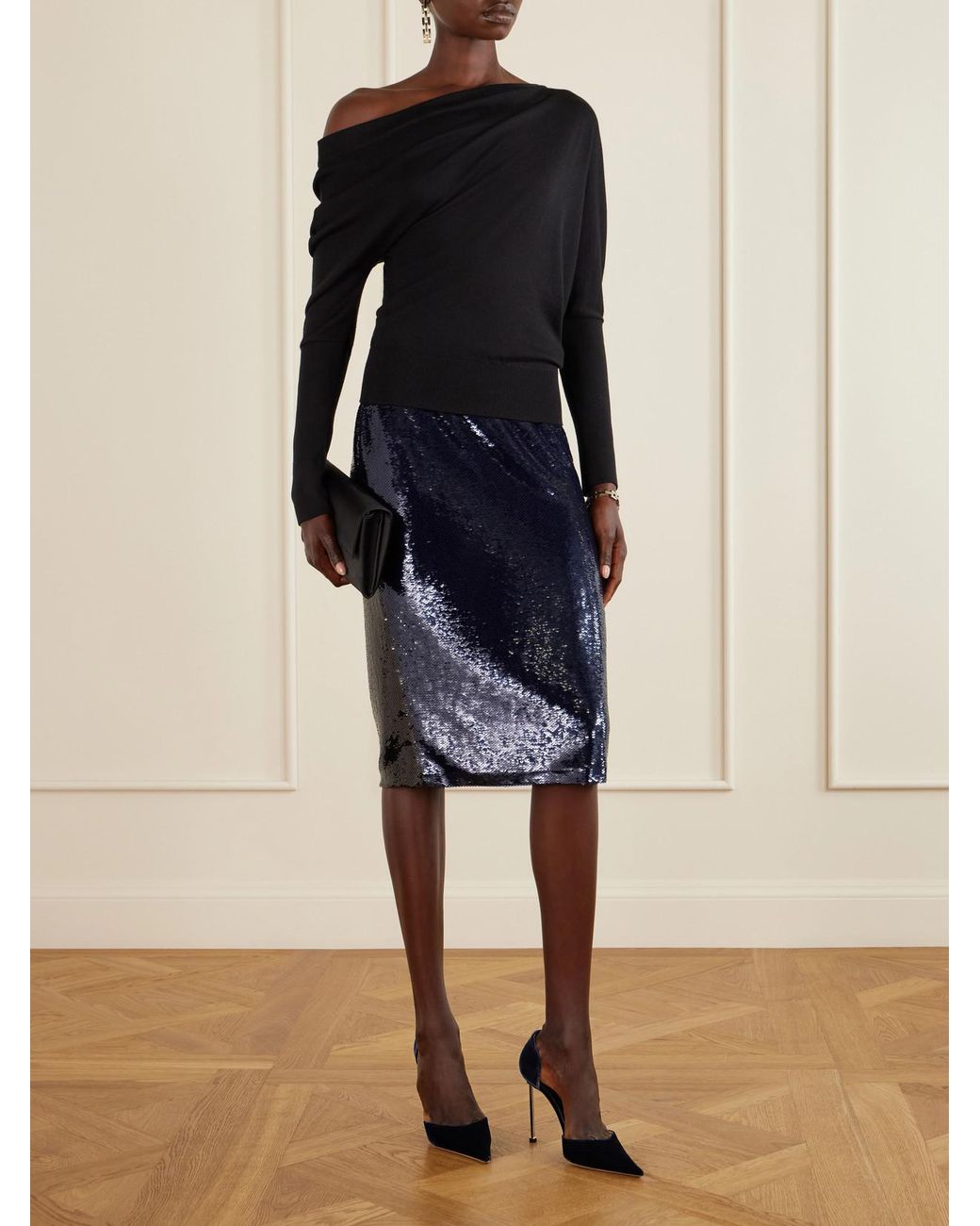 Tom Ford Blue D'Orsay 105 Velvet Pumps