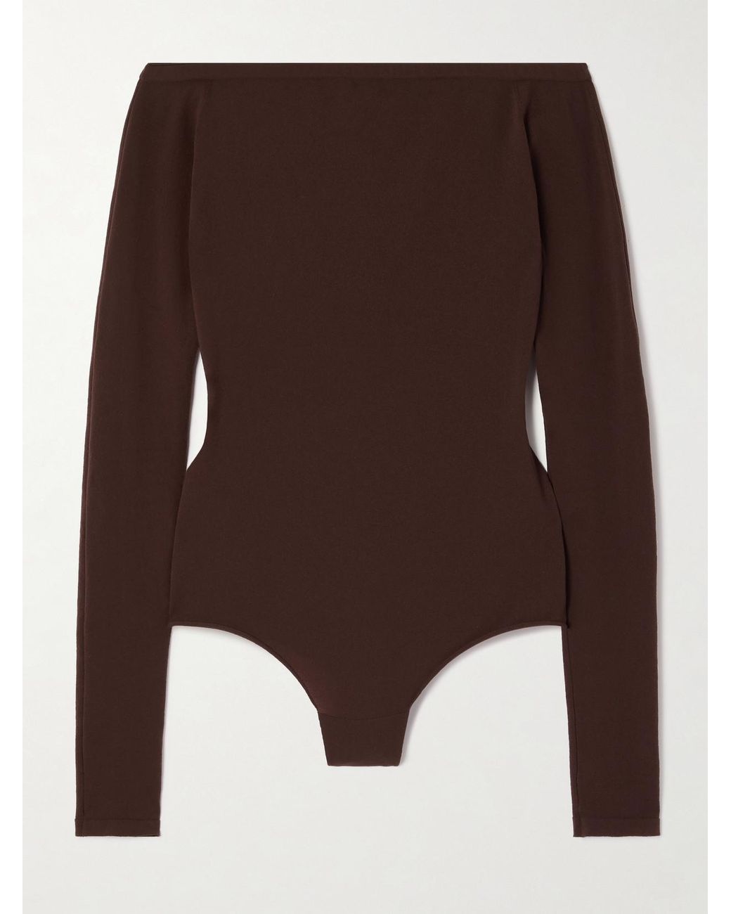 Alaïa Brown Off-The-Shoulder Stretch-Jersey Bodysuit