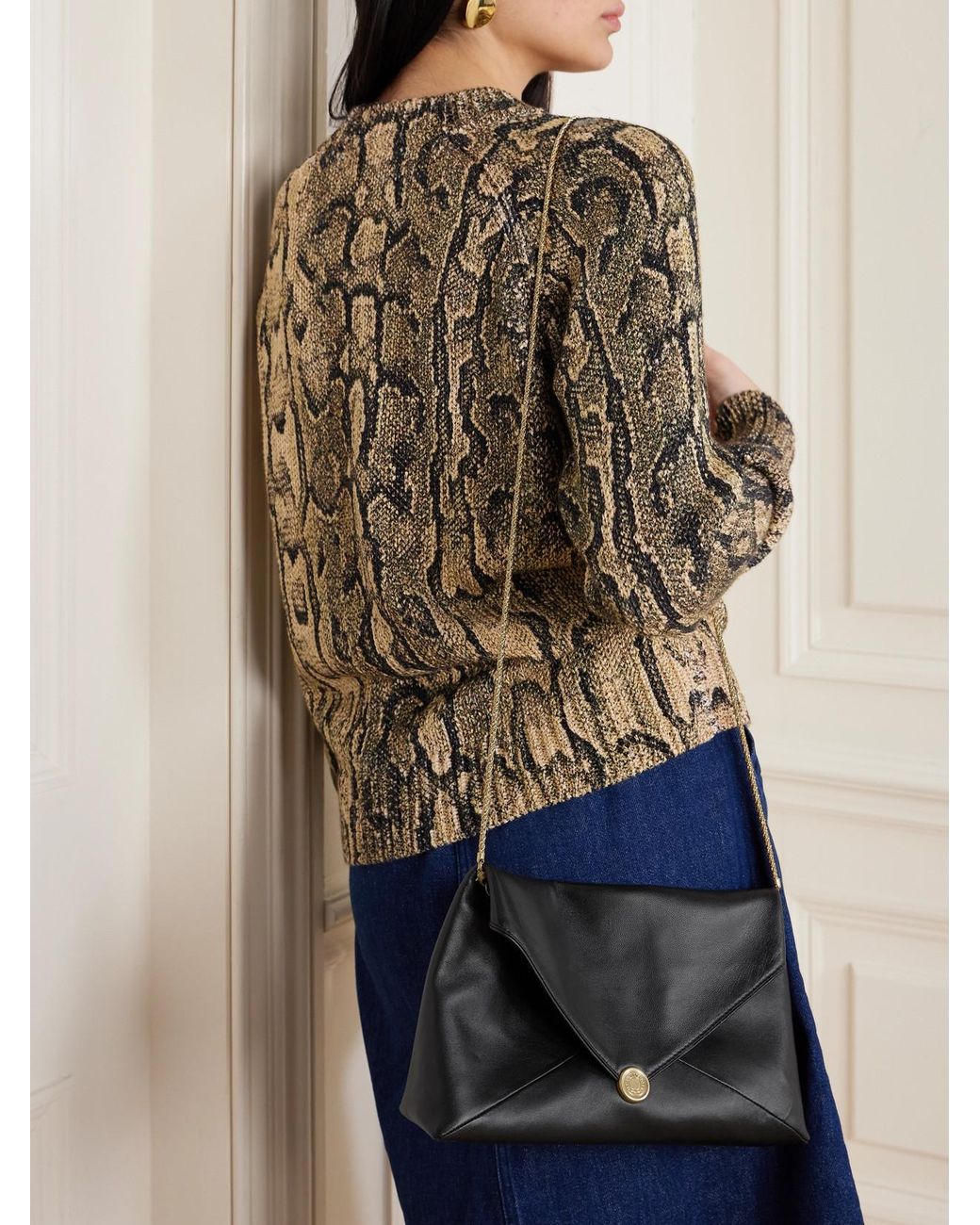 Dries Van Noten Black Textured-Leather Clutch